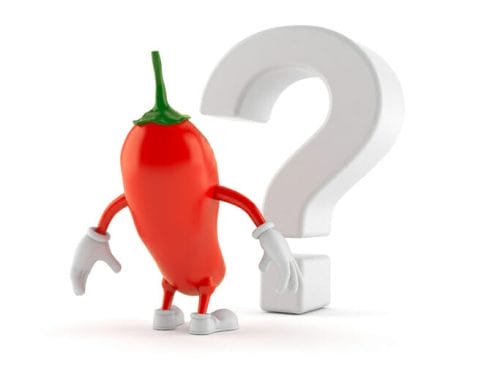 hot chili pepper character looking at question mark symbol